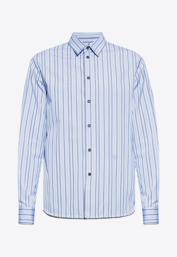 Off-White Pinstriped Button-Down Shirt Blue OMGE024F23 FAB004-4140