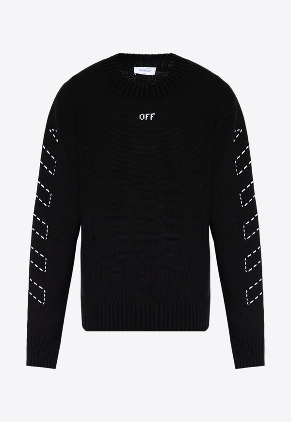 Off-White Stitch Detail Knitted Sweater Black OMHE172F23 KNI001-1001