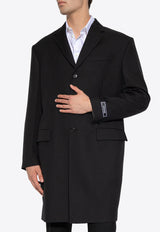 Versace Single-Breasted Tailored Wool Coat Black 1011576 1A08771-1B000