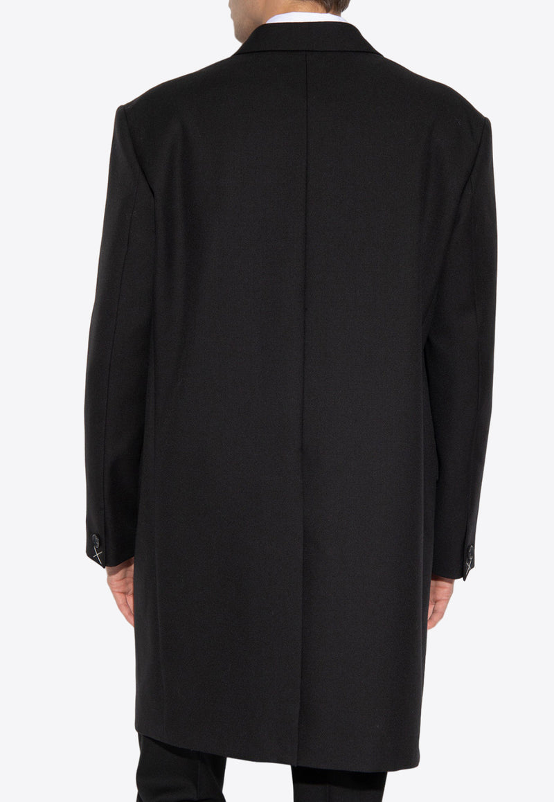 Versace Single-Breasted Tailored Wool Coat Black 1011576 1A08771-1B000