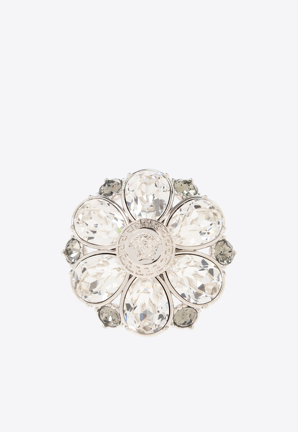 Versace Crystal Floral Motif Ring 1012342 1A00621-4JEE0