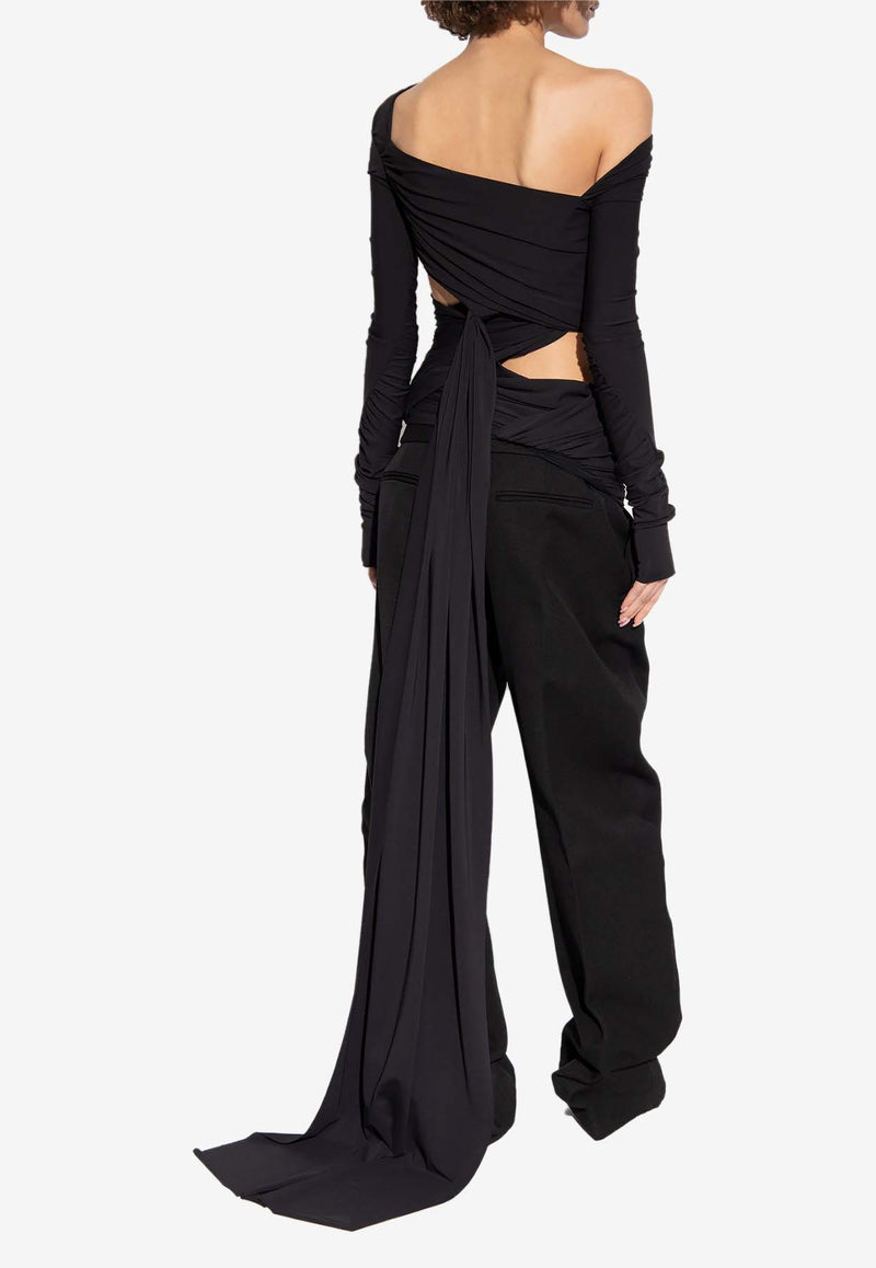 The Attico Cut-Out Long Sleeved Draped Top 246WCT258 A014-100