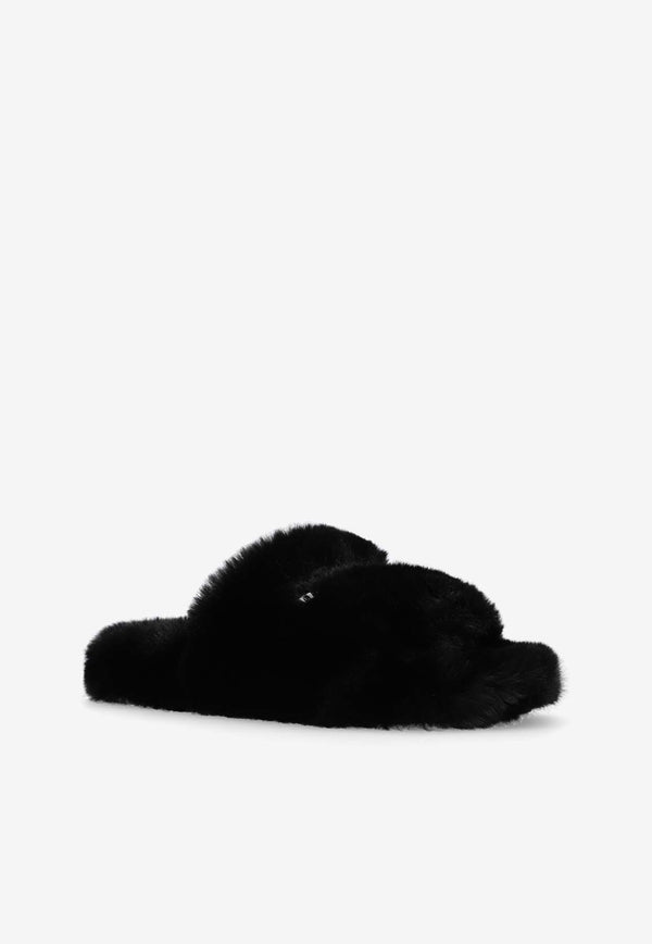 Balenciaga Fur-Embellished Slides 654261 W3OA1-1096