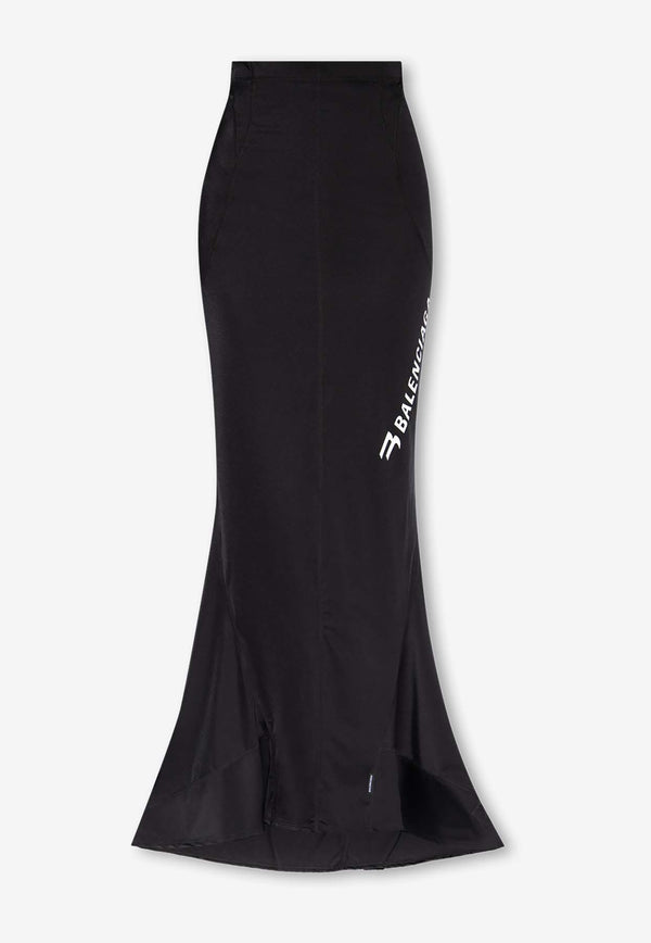 Balenciaga Logo Print Maxi Mermaid Skirt 751373 TNV43-1000