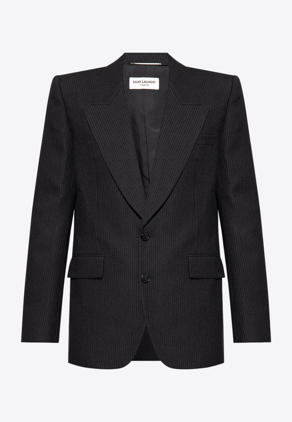 Saint Laurent Single-Breasted Pinstripe Wool Blazer Black 751468 Y1H19-1071