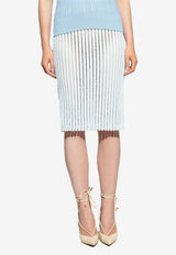 Bottega Veneta Striped Midi Skirt with Sheer Inserts Dusk 753755 V33H0-4068