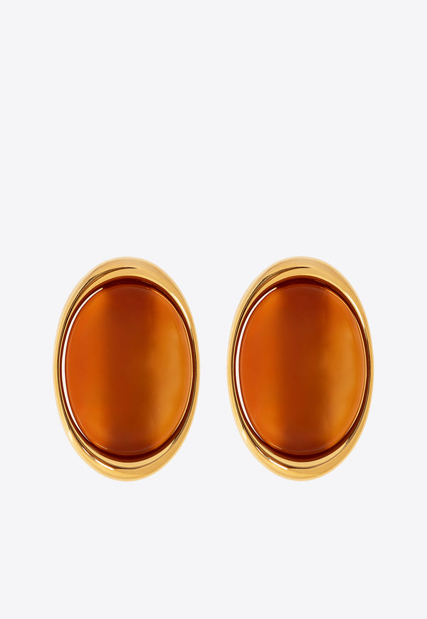 Saint Laurent Carnelian-Embellished Clip-On Earrings 754845 Y1COR-8033