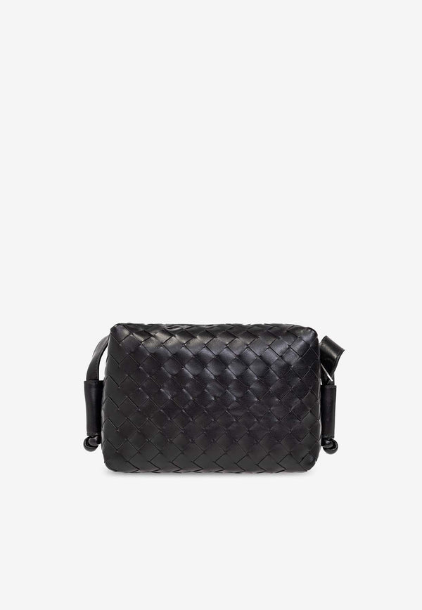 Bottega Veneta Small Loop Intrecciato Leather Crossbody Bag Black 755774 V2HL1-8803