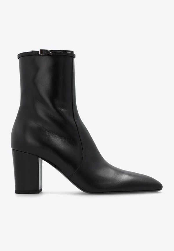 Saint Laurent Betty 70 Nappa Leather Ankle Boots Black 757045 AACF6-1000