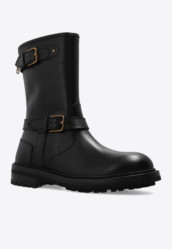 Dolce & Gabbana Leather Biker Boots A70032 AO018-80999