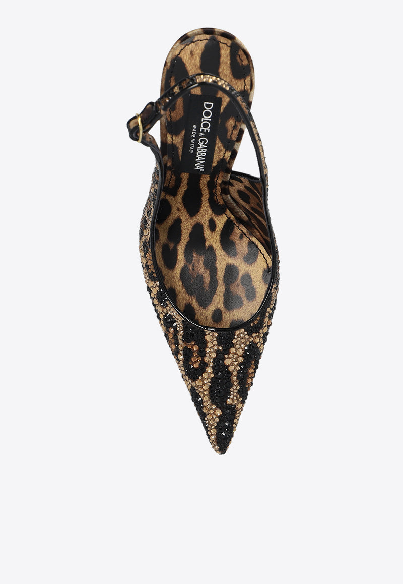 Dolce & Gabbana 120 Crystal-Embellished Leopard Pumps CG0666 AO192-HY13M Multicolor