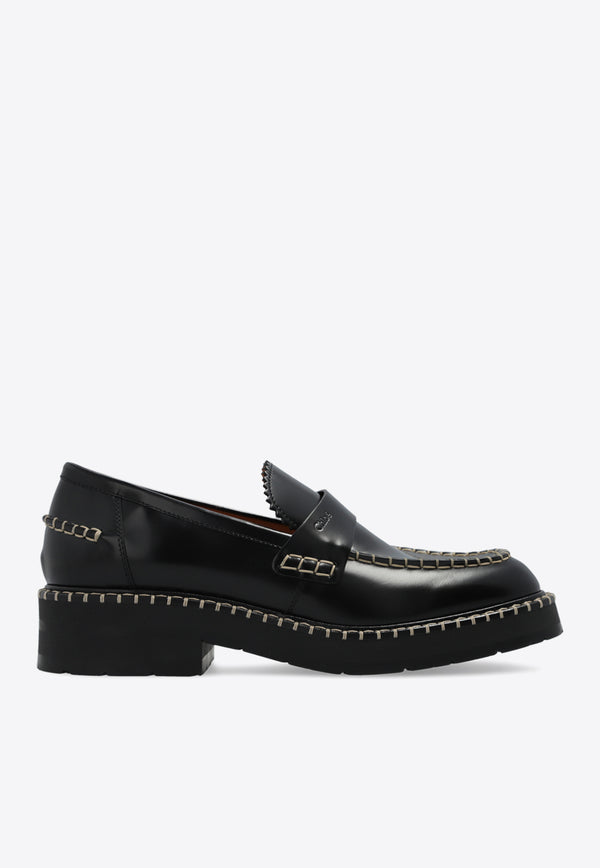 Chloé Noua Leather Loafers Black CHC23W715 GC-001
