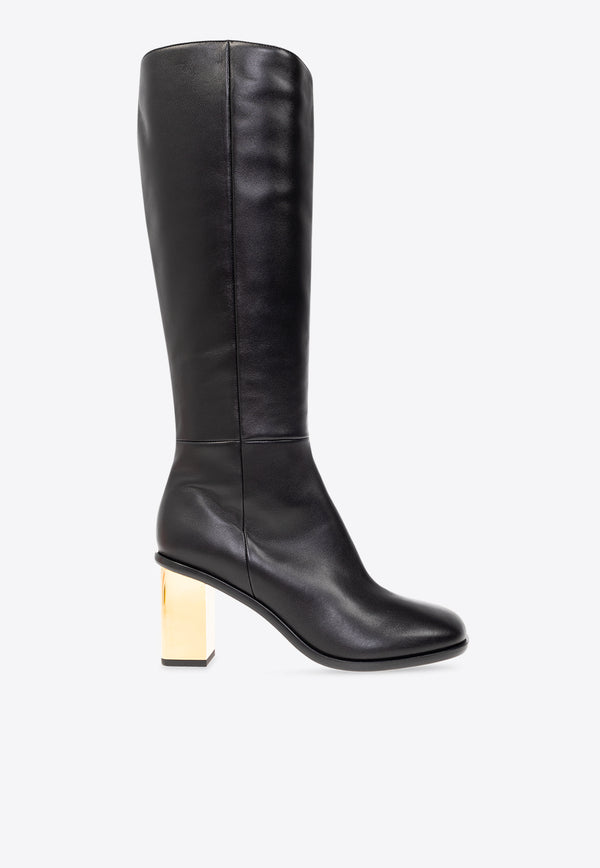 Chloé Rebecca 75 Leather Knee-High Boots Black CHC23W927 F5-001