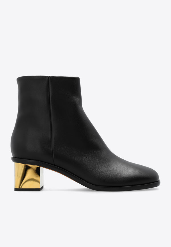 Chloé Rebecca 45 Leather Ankle Boots Black CHC23W930 F5-001