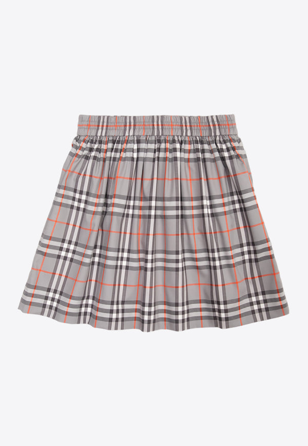 Burberry Kids Girls Kelsey Checked Skirt Gray 8073510 B6161-COOLCHRCOALGRY IP CH