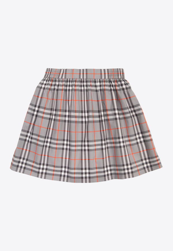 Burberry Kids Girls Kelsey Checked Skirt Gray 8073510 B6161-COOLCHRCOALGRY IP CH