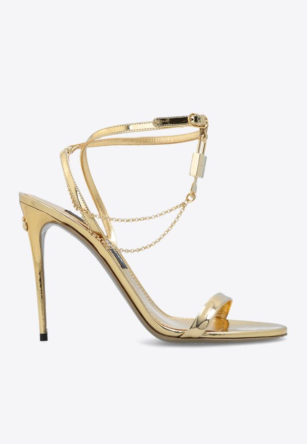 Dolce & Gabbana Keira 105 Leather Chain-Link Sandals CR1615 AY828-8H958