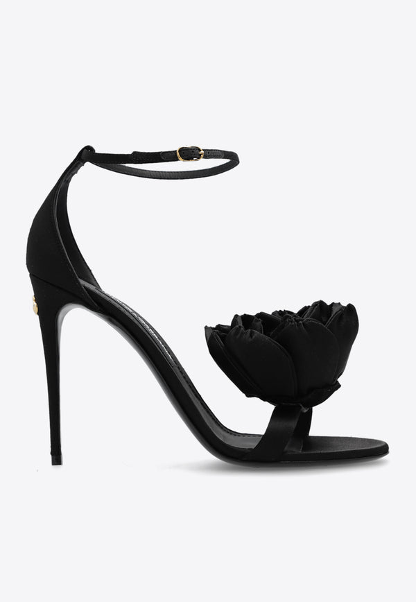Dolce & Gabbana Keira 105 Leather Flower-Detail Sandals CR1620 AR572-8B956