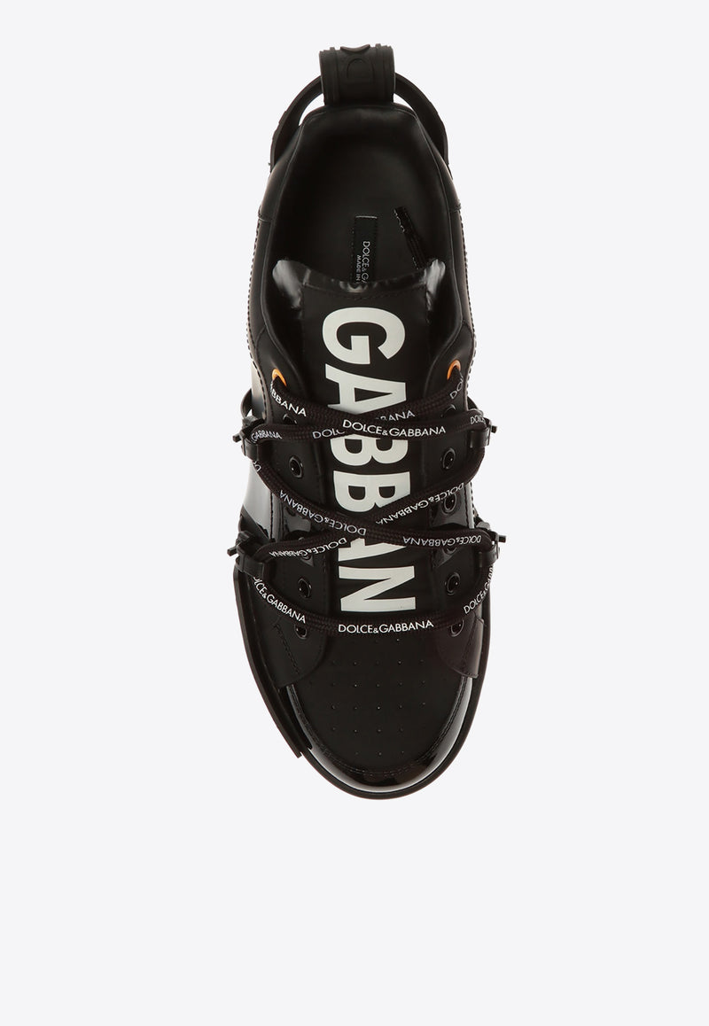 Dolce & Gabbana Portofino Logo-Printed Low-Top Sneakers CS1783 AJ986-89690 Black