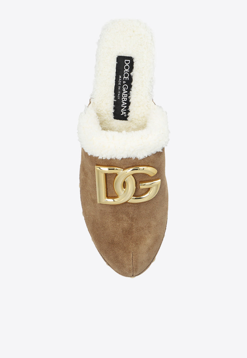 Dolce & Gabbana 55 Logo-Plaque Suede Clogs CV0077 AN339-8B466