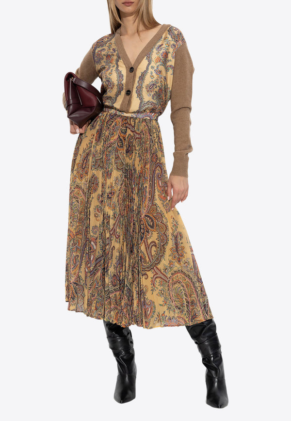 Etro Paisley Pleated Midi Skirt D11606 5003-800 Multicolor