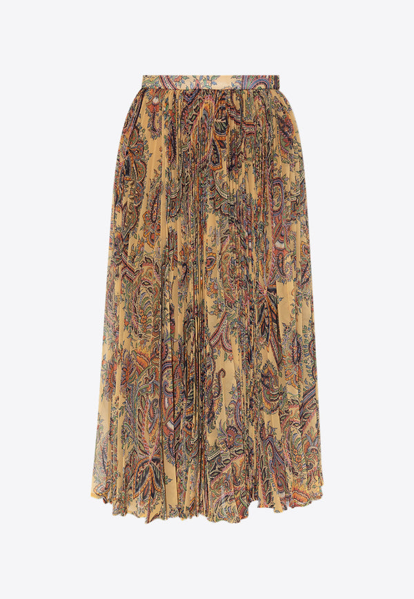 Etro Paisley Pleated Midi Skirt D11606 5003-800 Multicolor