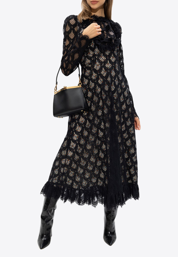 Etro Floralia Lace Midi Dress D11648 503-1 Black