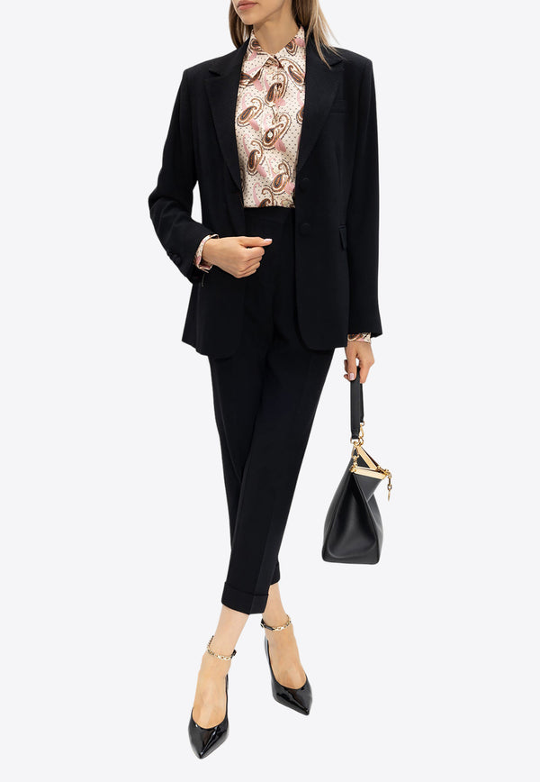 Etro Single-Breasted Blazer with Striped Lining Black D12187 483-1