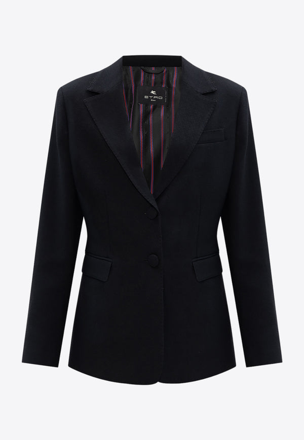 Etro Single-Breasted Blazer with Striped Lining Black D12187 483-1