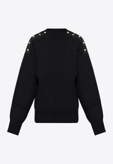 Button-Detailed Crewneck Sweater Salvatore Ferragamo 122190 E 766502-NERO