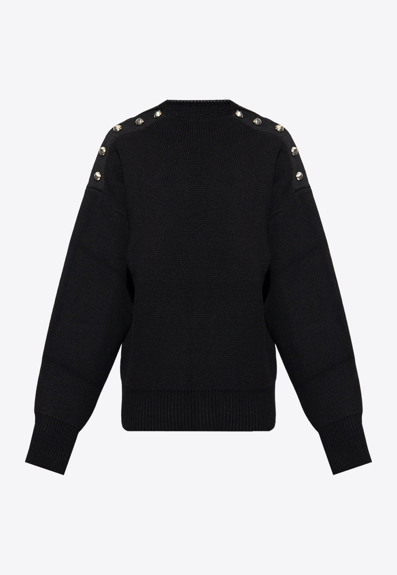 Button-Detailed Crewneck Sweater Salvatore Ferragamo 122190 E 766502-NERO