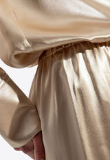 Long-Sleeved Button-Up Satin Shirt Salvatore Ferragamo 13E732 C 771925-BEIGE