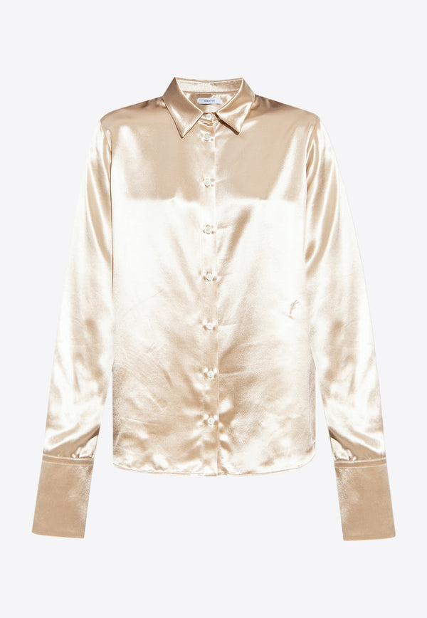 Long-Sleeved Button-Up Satin Shirt Salvatore Ferragamo 13E732 C 771925-BEIGE
