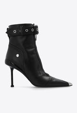 Alexander McQueen Slash 100 Buckle Leather Ankle Boots Black 768101 WIDR4-1081