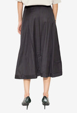 Balenciaga Pinstripe Flared Wool Midi Skirt 768732 TPT05-1360