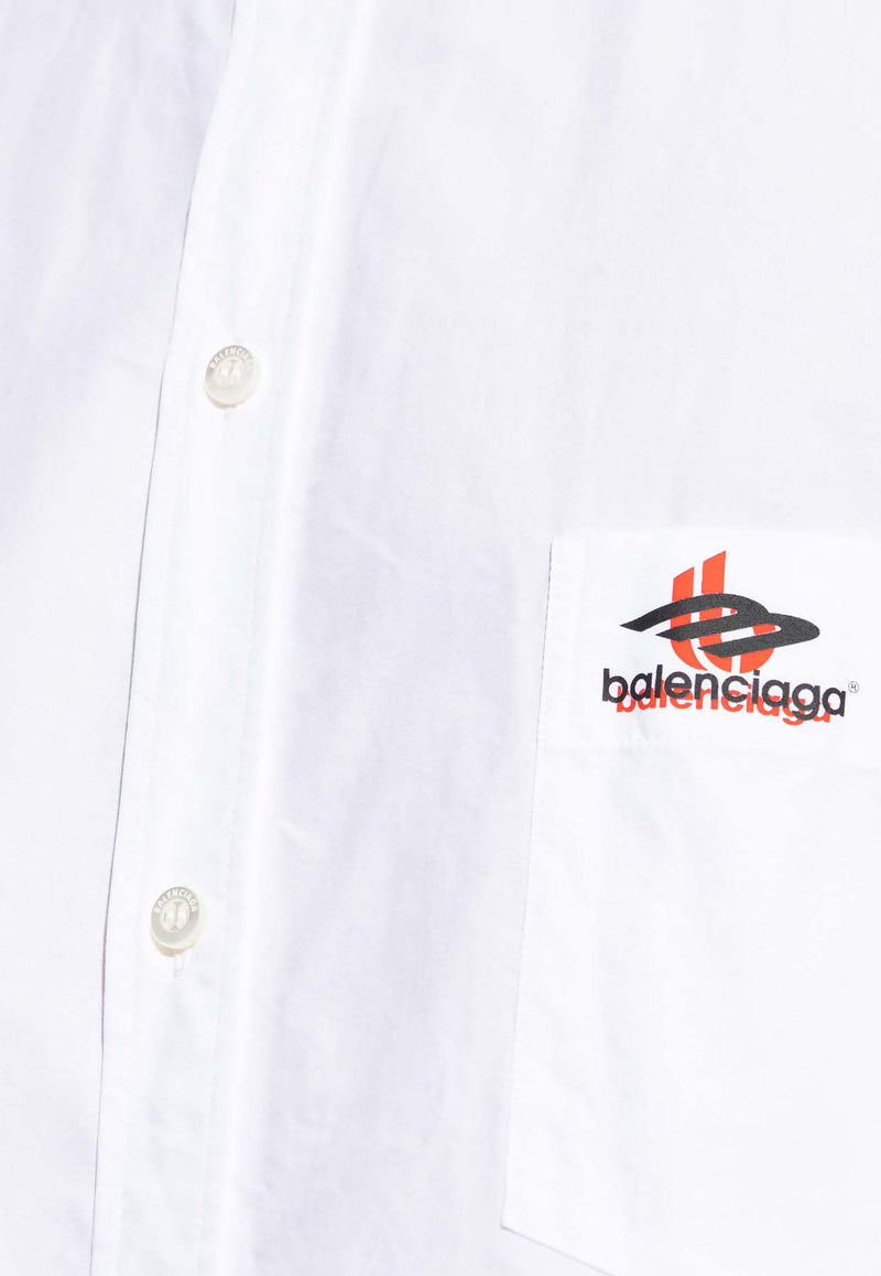 Balenciaga Logo Print Short Sleeved Shirt 768966 TNM60-9000