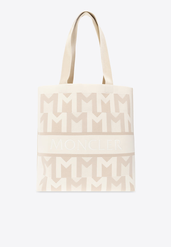Moncler Monogram Knit Tote Bag I209B5D00007 M3715-F22 Cream