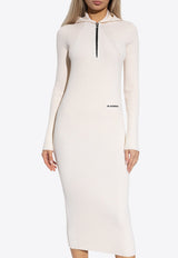 Jil Sander Logo Print Hooded Midi Dress Cream J40CT0128 J14639-104