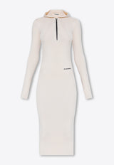 Jil Sander Logo Print Hooded Midi Dress Cream J40CT0128 J14639-104