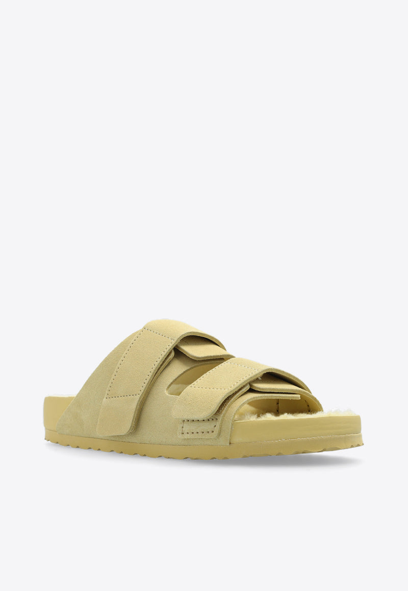 Birkenstock 1774 X Tekla Uji Suede Slides Yellow 1026281 F-STRAW