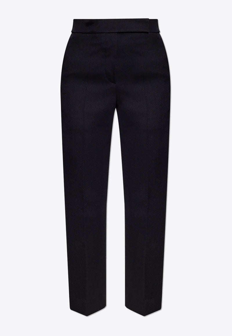 Tory Burch Pleated Wool Straight Pants Black 140151 0-058