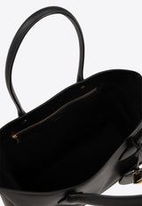 Large Logo-Detail Leather Tote Bag Salvatore Ferragamo 215986 STELLA TT M 770517-NERO