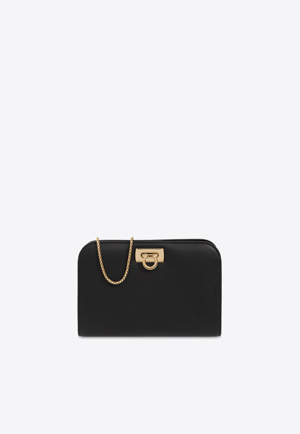 Mini Diana Leather Clutch Bag Salvatore Ferragamo 218352 WANDAMINI CL 771651-NERO
