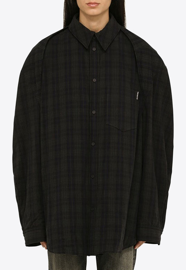 Balenciaga Checked Oversize Shirt with Detachable Sleeves 751728TOM17/N_BALEN-2952 Gray