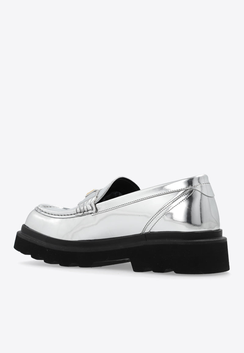 Dolce & Gabbana Logo Tag Metallic Leather Loafers CM0070 AY828-80998