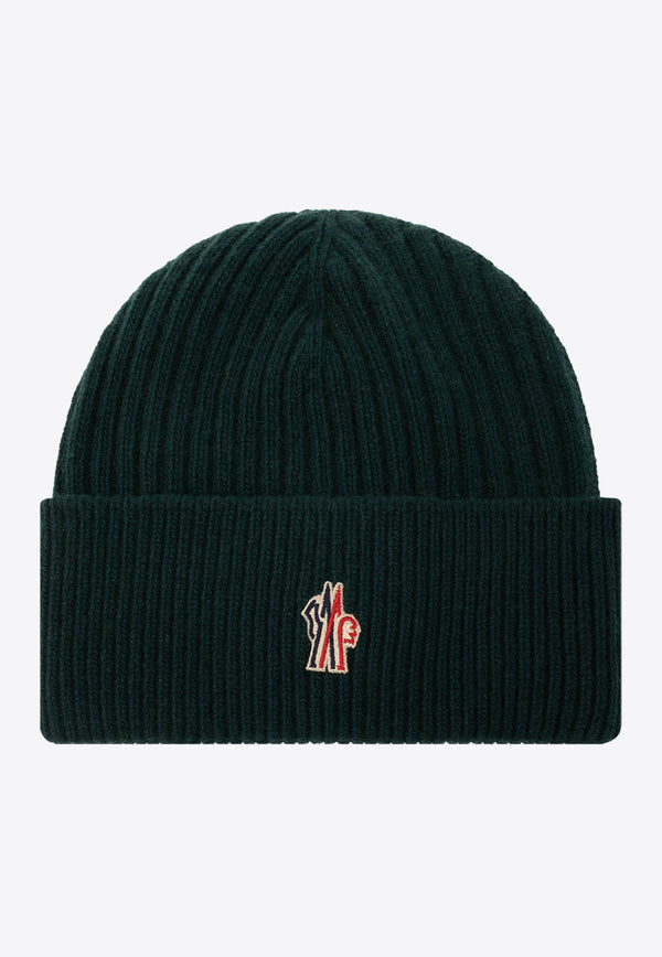 Moncler Grenoble Logo Embroidered Wool Beanie Green I20973B00020 M1213-870