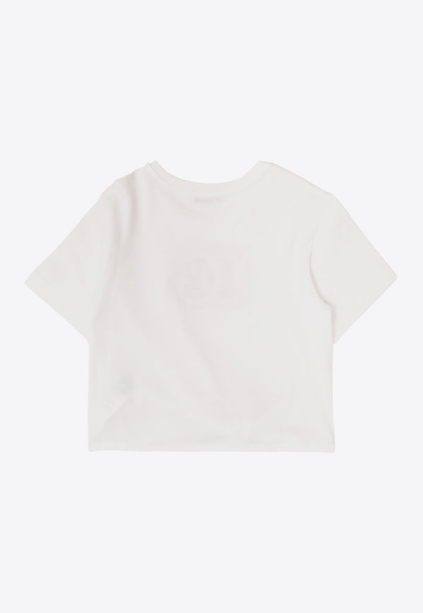Dolce & Gabbana Kids Girls DG Logo Cropped T-shirt White L5JTLP G7J9S-W0800