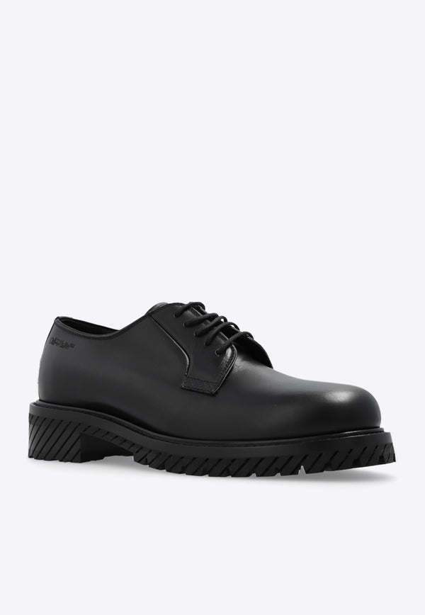 Off-White Military Leather Derby Shoes Black OMIF028F23 LEA001-1010