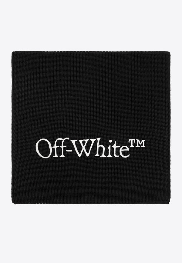 Off-White Logo Embroidered Knitted Scarf Black OMMA052F23 KNI001-1072