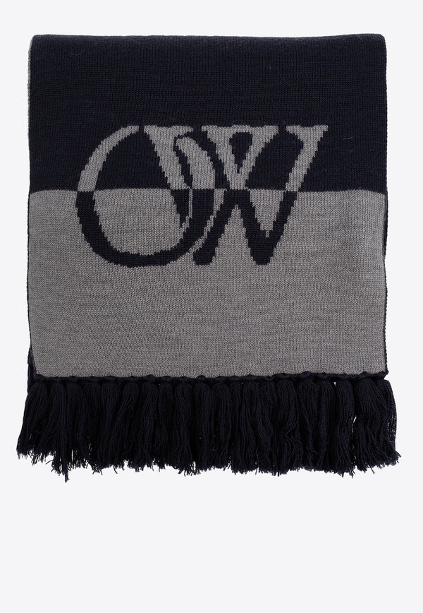 Off-White Logo-Detailed Wool Scarf Gray OMMA054F23 KNI001-4707